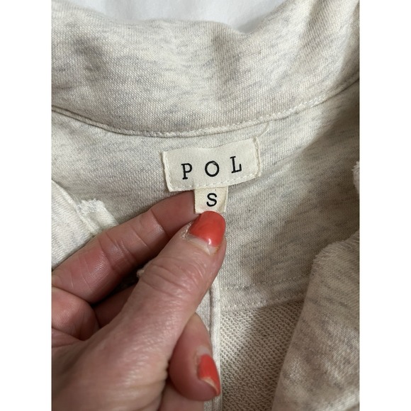 POL Cream Knit Shacket Jacket Button Front Raw Hem Lightweight Size S Boho - Picture 4 of 11